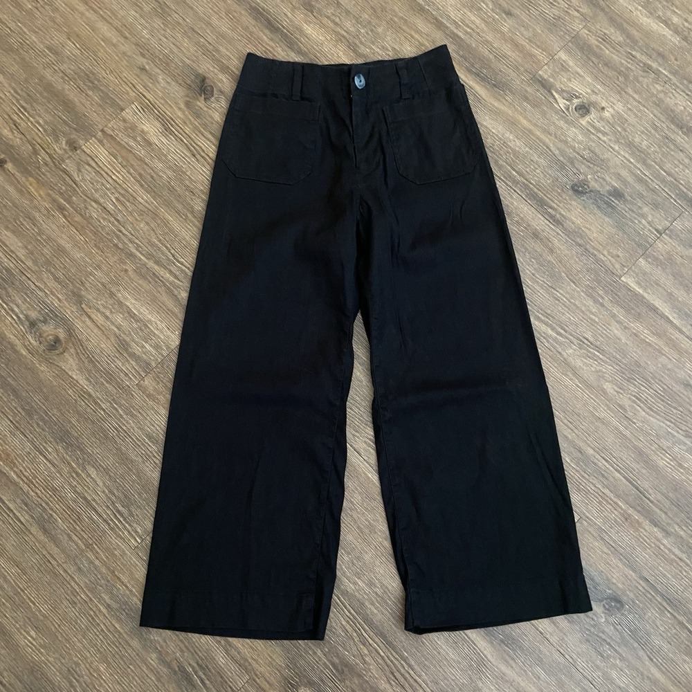 Anthropologie Maeve The Colette Crop Wide-Leg Linen Blend Pants Maeve 25 PETITE - Picture 2 of 8